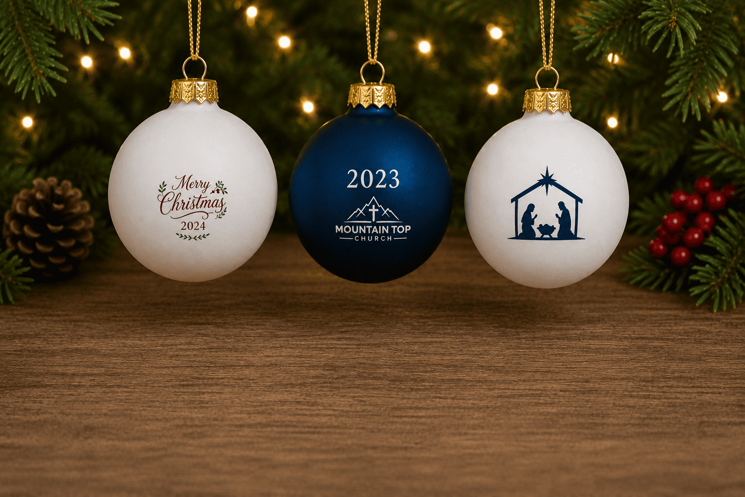 Mountain Top Church Christmas ornaments