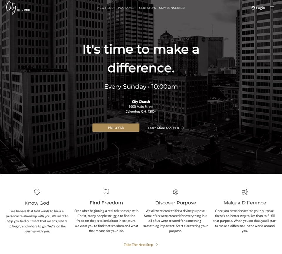 Your Digital Church demo website preview